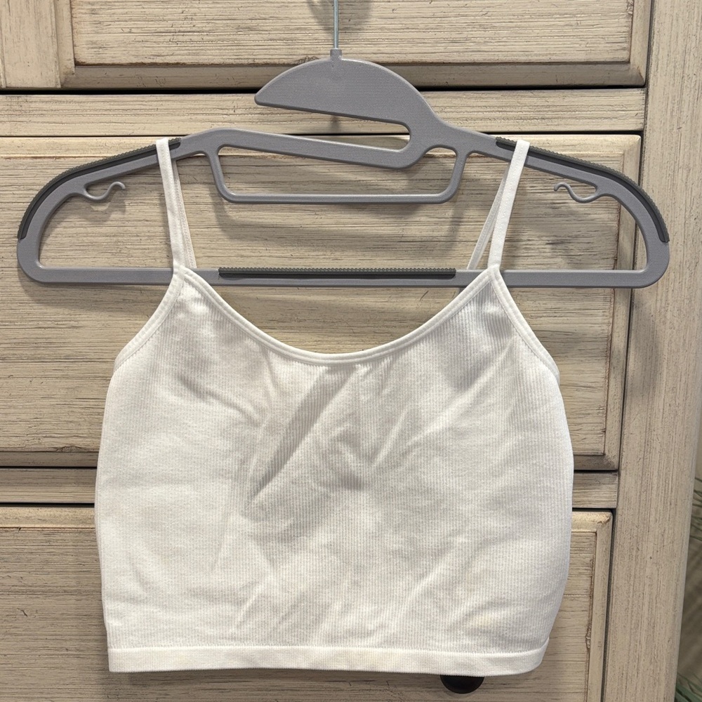 White Ribbed Crop Top - Picture 3 of 5